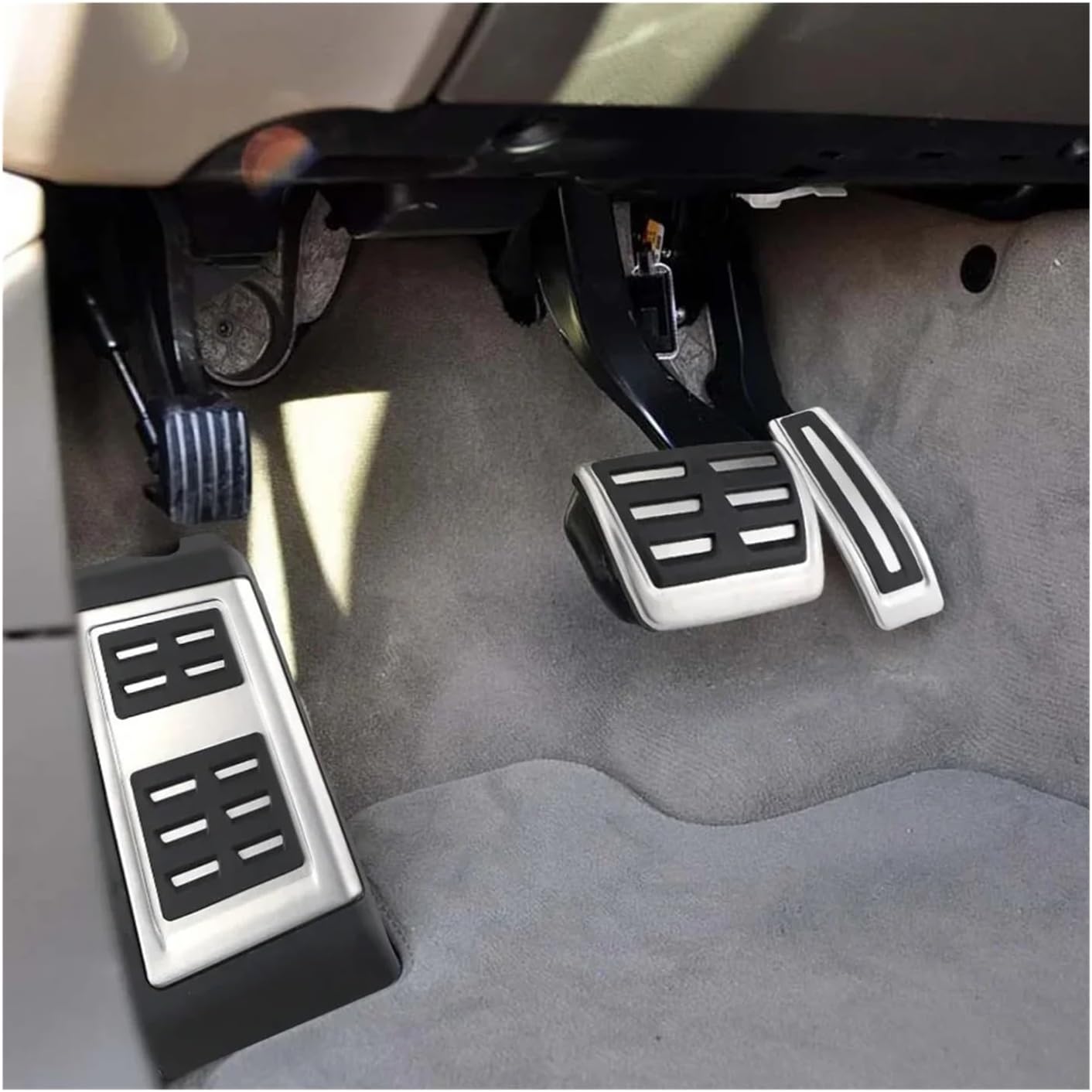 Car Pedals Cover Compatible For Q7 SQ7 2006-2015 Accelerator Gas Brake Pedal Foot Rest Dead Pedal Pad Non-Slip Interior Accessories(3Pcs AT with rest)