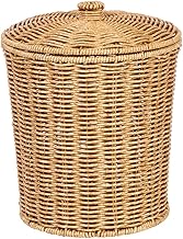 Abaodam Storage Basket with Lid Bins with Lids White Woven Storage Basket Wicker Basket with Lid Laundry Basket Hamper Handwoven Basket Laundry Room Clothes Basket Plastic Holder Small Pp