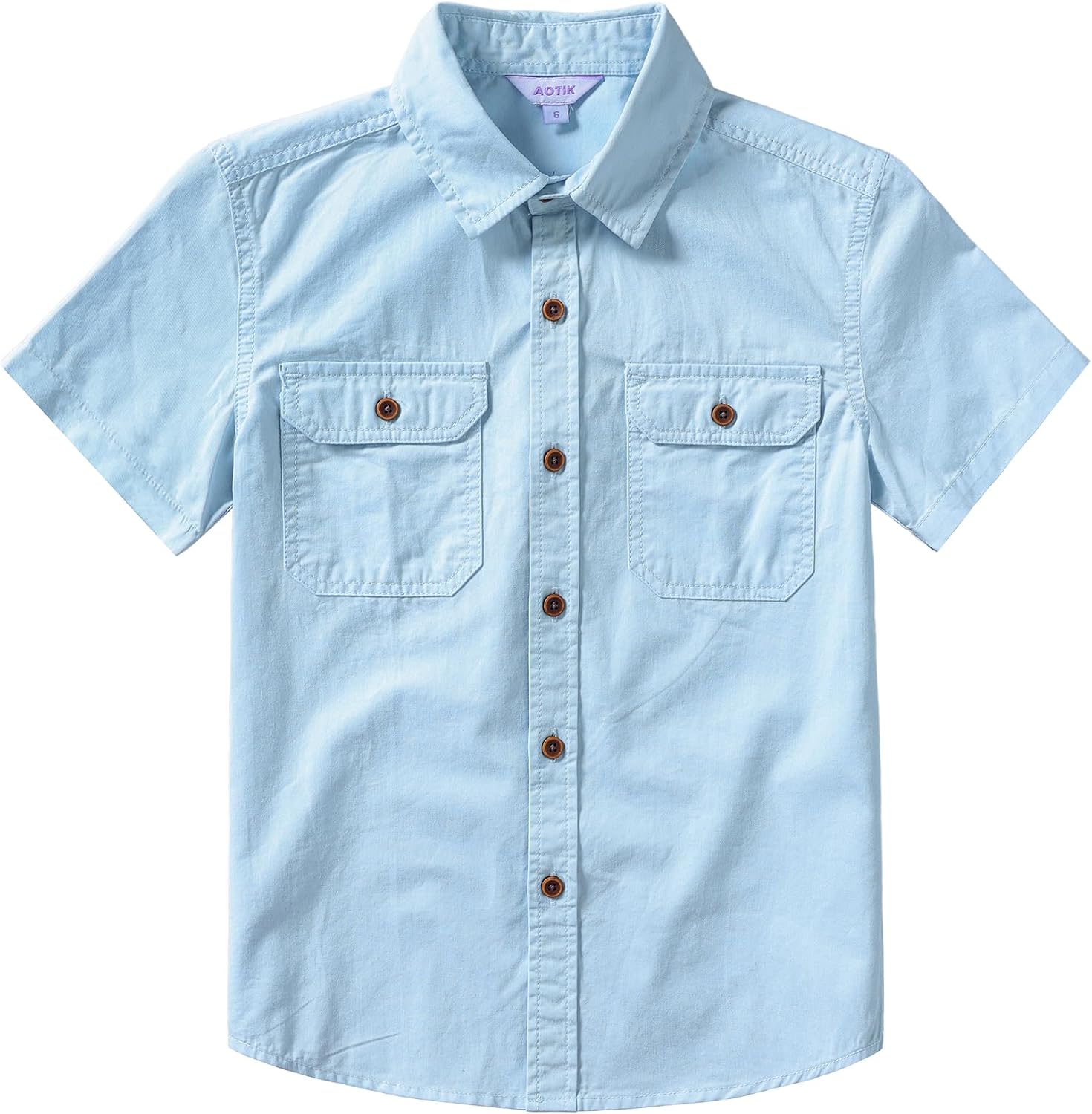 AOTIK Boys Button Down Shirt Short Sleeve Cotton Summer Casual Dress Shirts