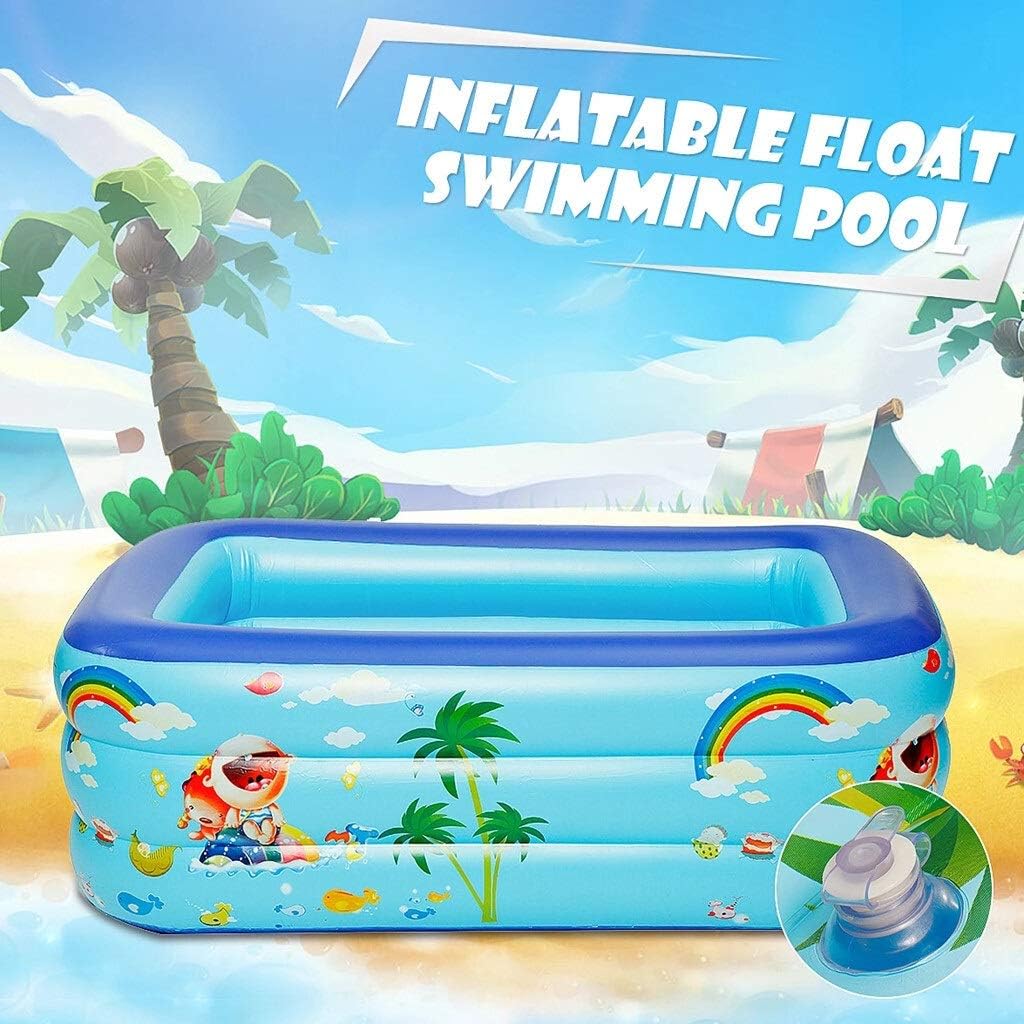 Paddling Pools Large Size Inflatable Pool Family Rectangular Inflatable Swimming Pool Bathing Tub Indoor Outdoor Swimming Pool (Color : A) (A)