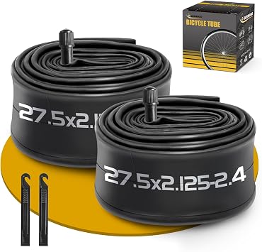 2 Pack 20/24/26/27.5/29 Inch Bike Tube Schrader Valve for 20/24/26/27.5/29 x 2.125/2.20/2.25/2.30/2.35/2.40 Bike Tire, Butyl Rubber Inner Tube with 2 Tire Levers for Mountain MTB Bike