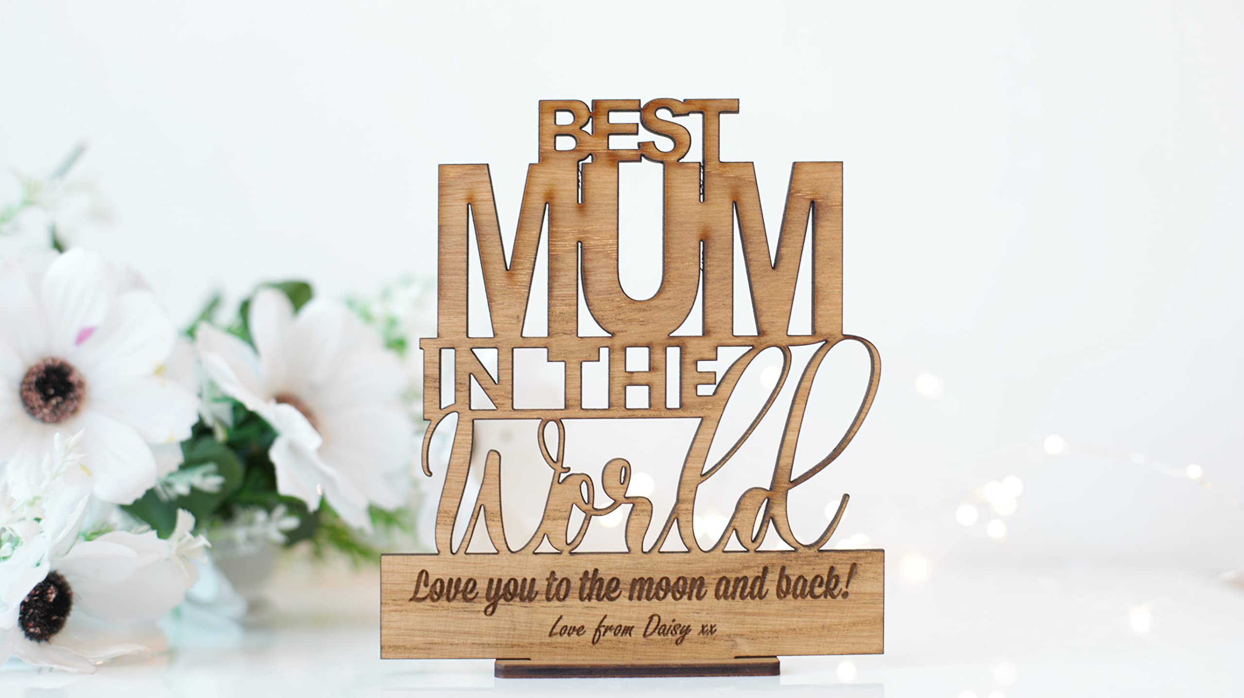 Fancy Crafts Natural Mothers Day Personalised Gift Birthday Gift Best Mum Nanny Grandma Nana Heart Plaque