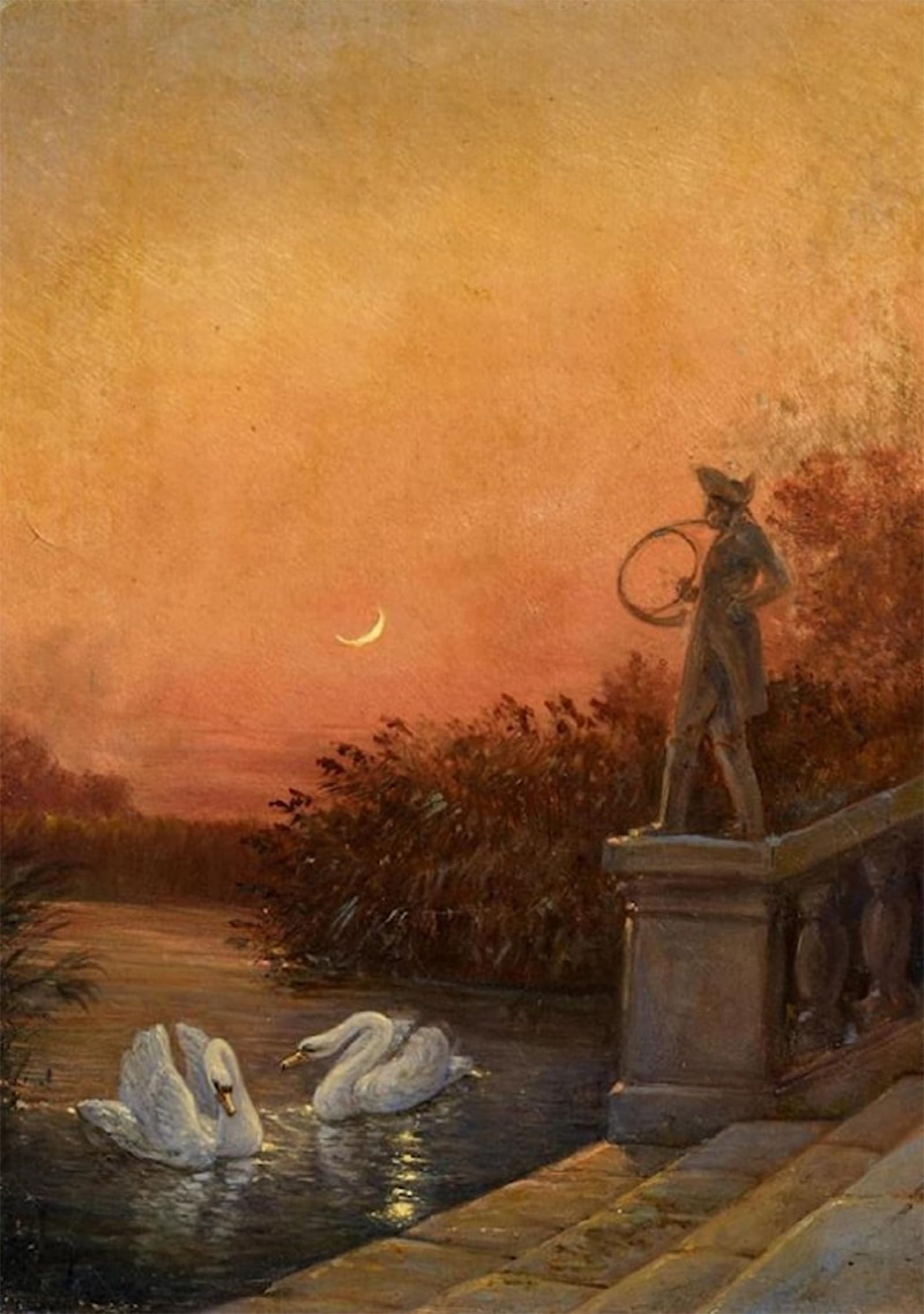 ARTXLXXBN Famous Painting Art Wall Decor Abstract Art Picture Twilight Near Moritzburg Castle by Carl Gustav Carus Animal Pictures for Home Decor 60x90cm
