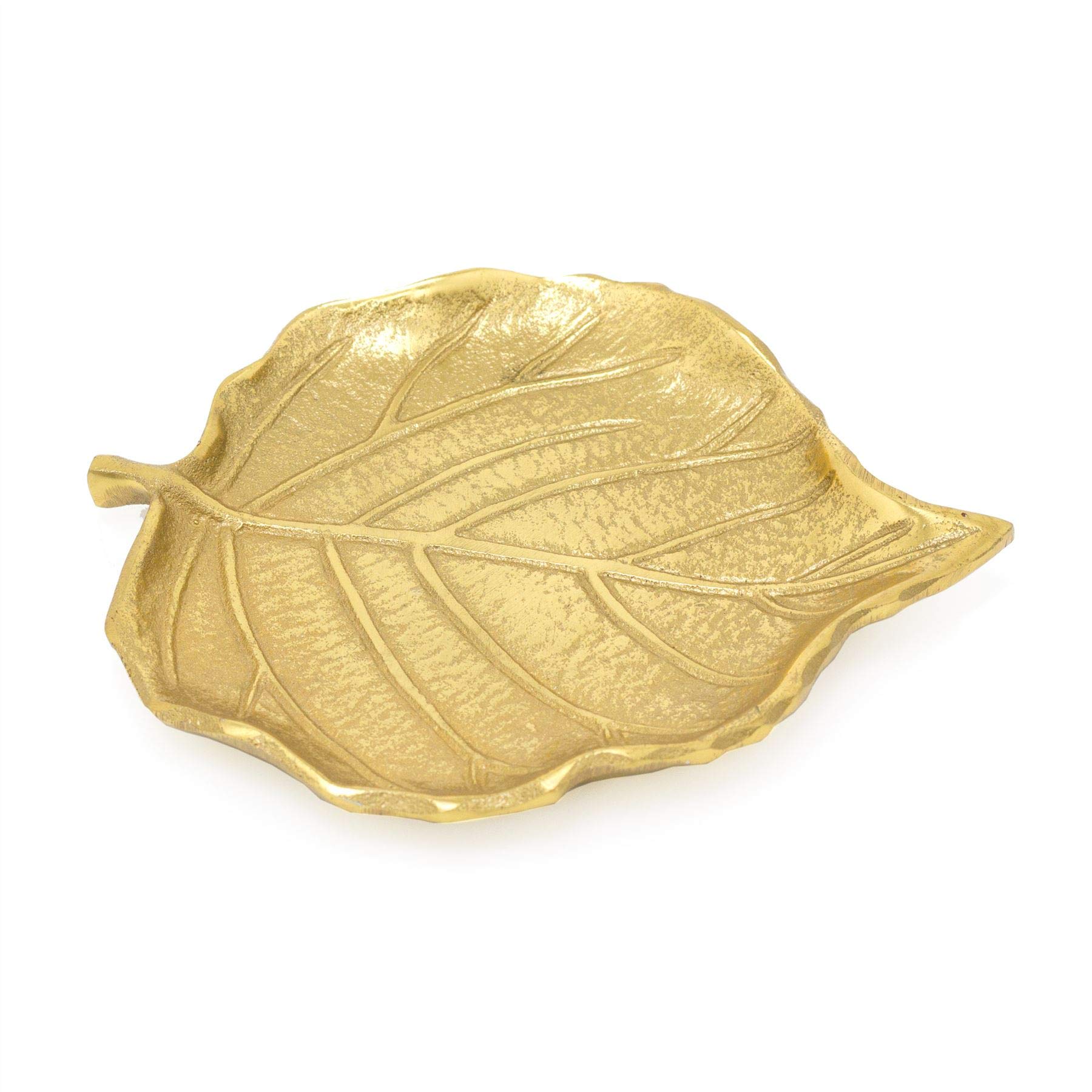 Carousel Home Gifts Elegant Gold Metal Leaf Trinket Dish | Aluminium Storage Display Vanity Tray | Botanical Jewellery Plate