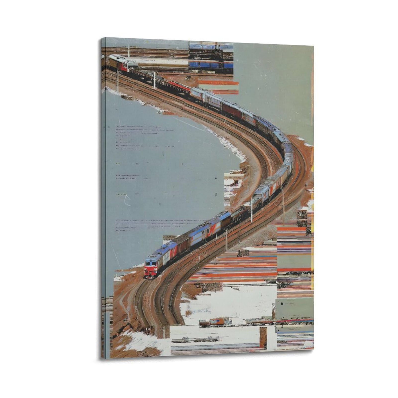OKAHYS Vintage European Train Poster Abstract Distorted Graffiti Artwork Decorative Painting Canvas Wall Artworks Picture 20x30inch(50x75cm)