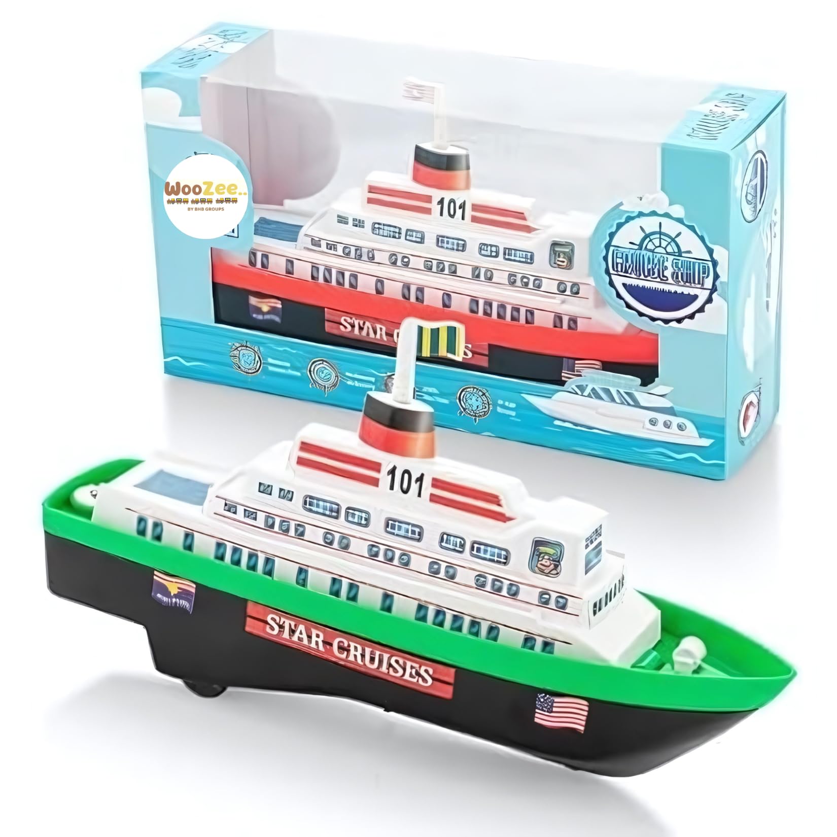 WooZee.. Star Cruise Ship Toy Pull-Back Water Boat With Realistic Design Scale Model For Kids, Multicolor-image-33