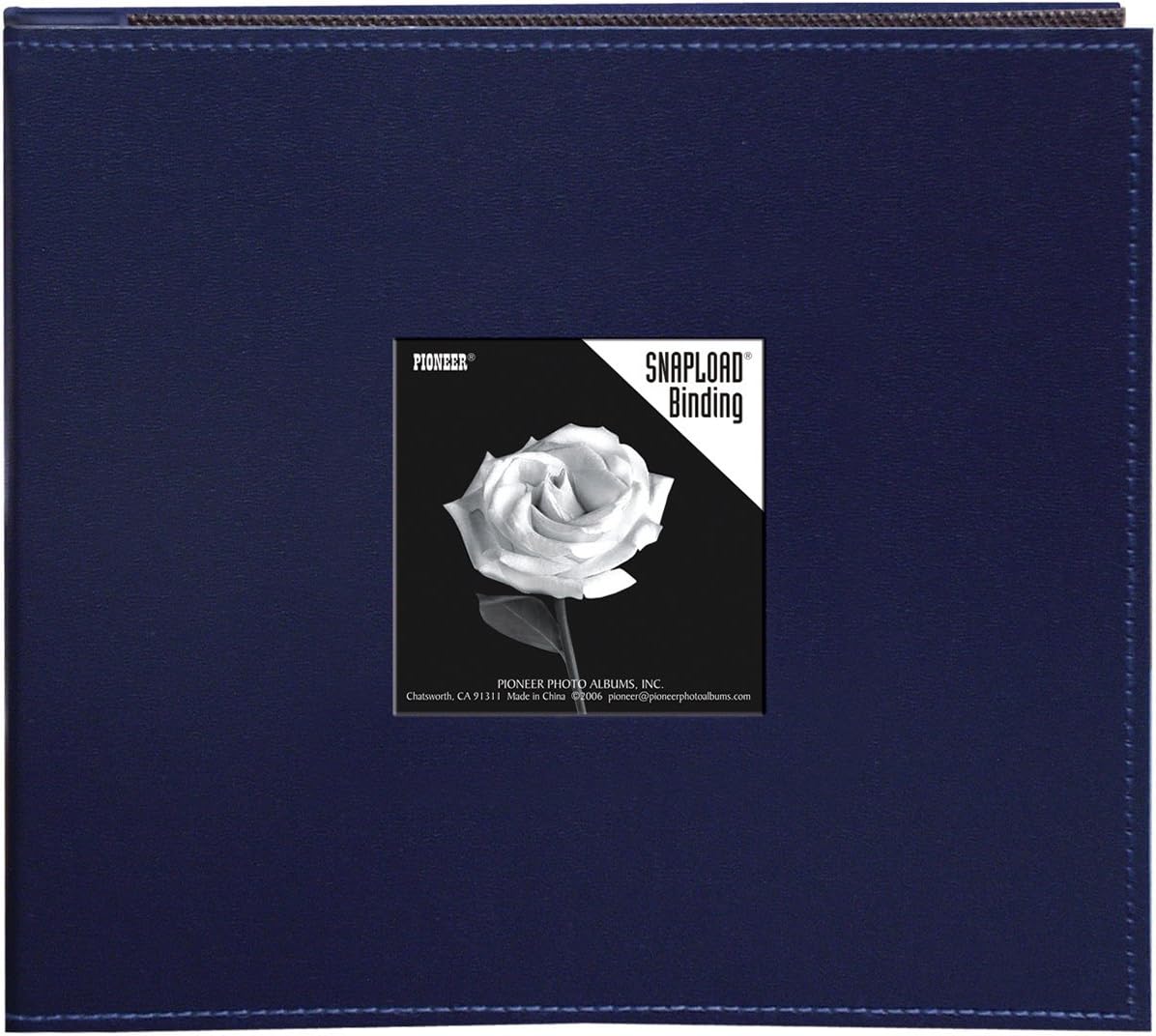Pioneer 8 Inch by 8 Inch Snapload Sewn Leatherette Frame Cover Memory Book, Navy Blue