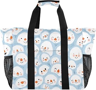 Bolaz Travel Tote Bag,Gym Bag for Men,Waterproof Beach Bag for Women Foldable Reusable-Snowman Face Pattern