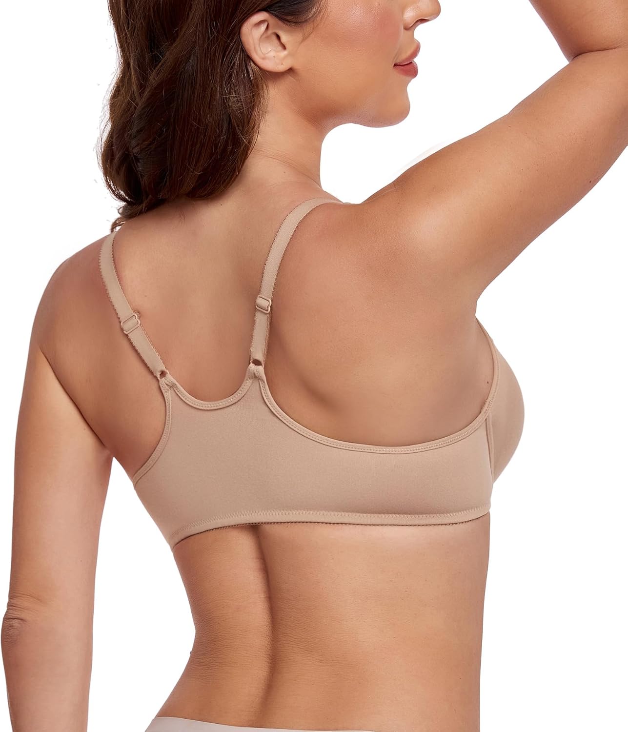 HACI Front Closure Bra T-Shirt Underwire Unlined No Padded Racerback Plus Size Plunge Seamless - Image 6