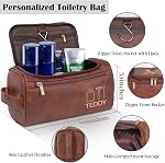 Personalized Toiletry Bag for Men, Engraved Name Initials Leather Toiletry Bag, Custom Monogram Shaving Kit Travel Bags for Groomsmen, Personalized Gifts for Christmas Birthday Dad Boyfriend Husband