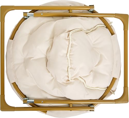 Miniatura 10 de Flash Furniture Gwen - Silla plegable para niños, acogedora silla de luna de piel sintética marfil, marco de metal dorado suave, silla plegable