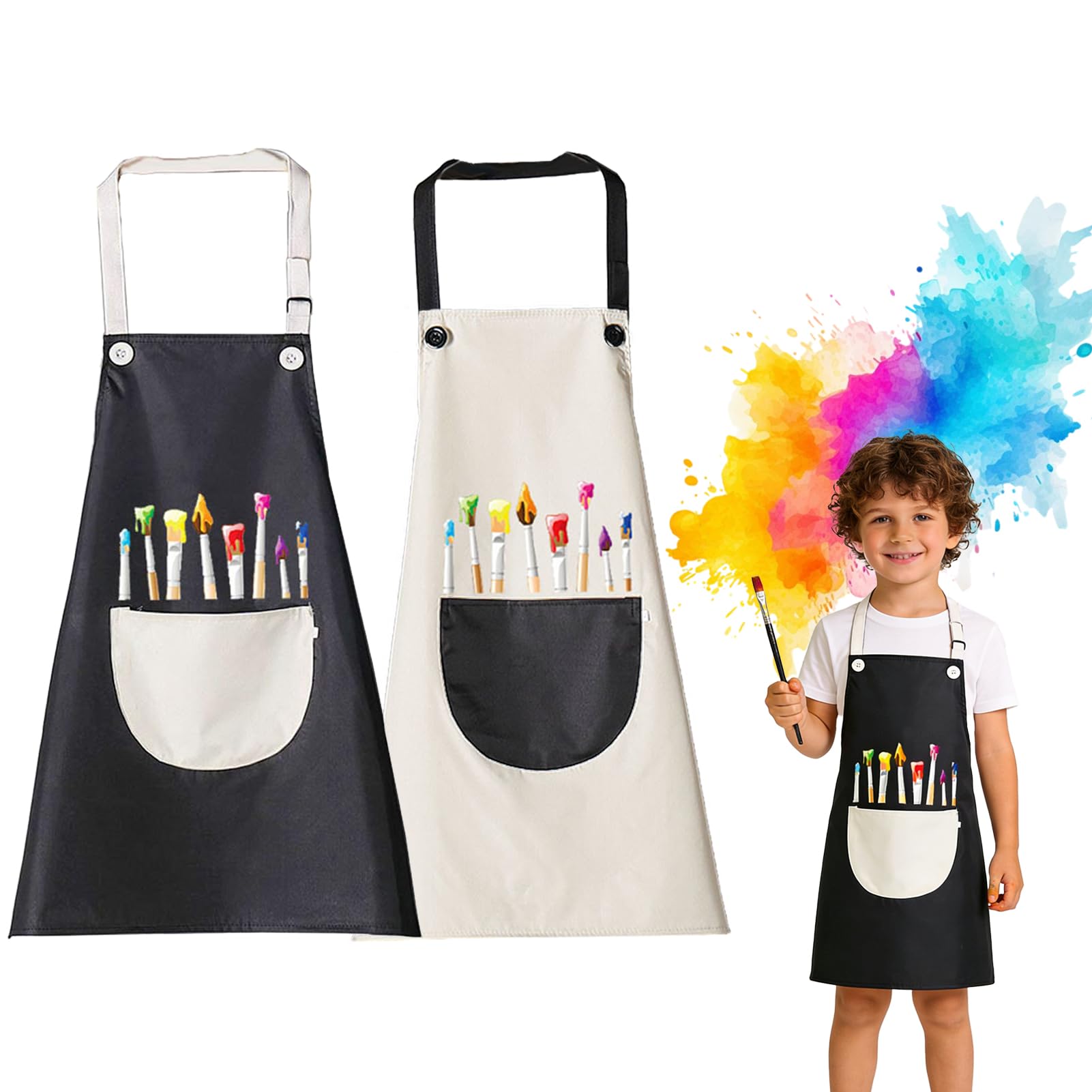 Tablier Peinture enfant Maternelle Cuisine Repas Jardinage 2 Pcs Noir/Gris pour Enfants 3-8 ans Tablier Peinture enfant Maternelle Cuisine Repas Jardinage 2 Pcs Noir/Gris pour Enfants 3-8 ans