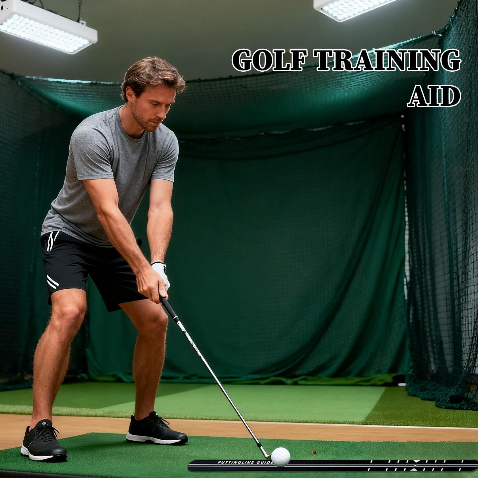 Piccello Guide Ruler 35.43x1.57x1.57 Golf Putter Alignment Rail Práctica portátil
