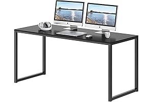 SHW 55-Inch Black Metal Computer Desk