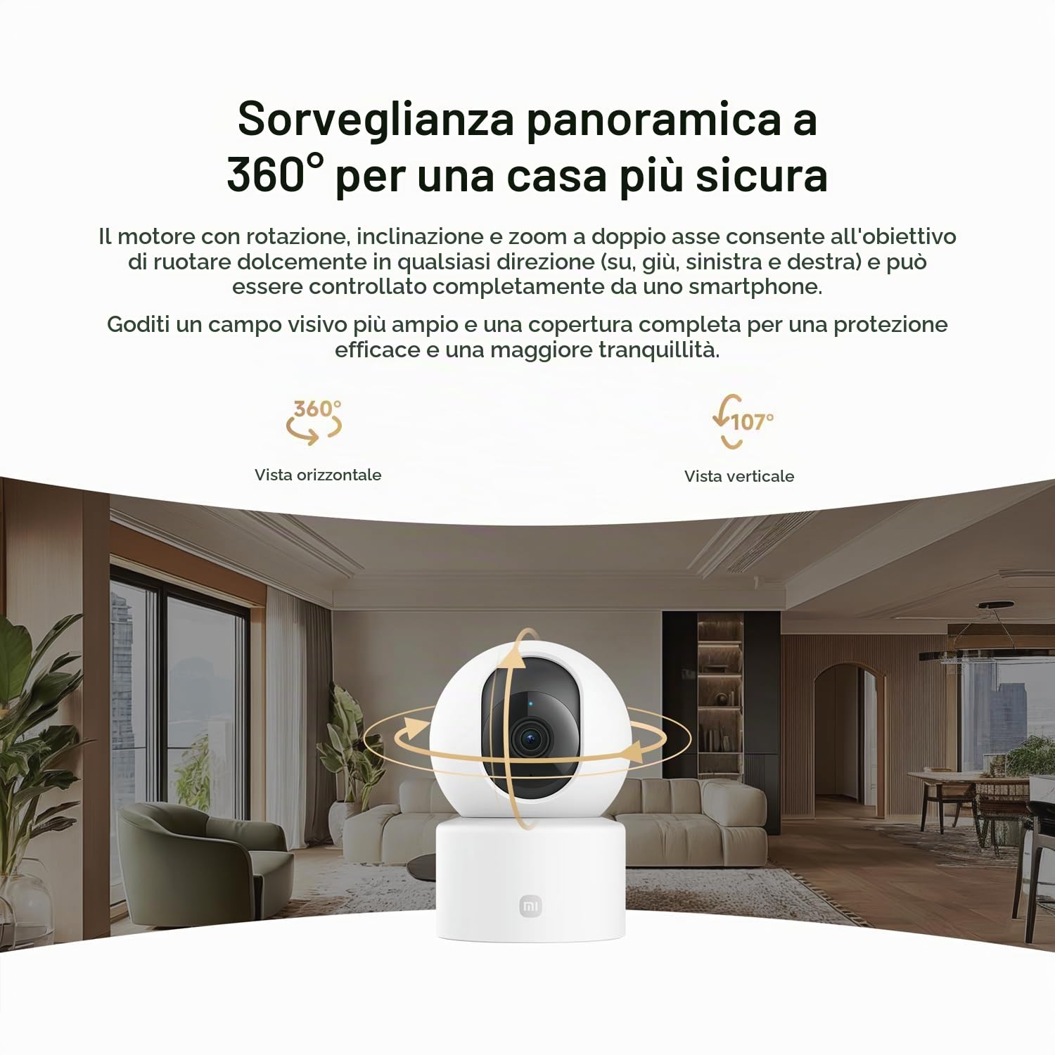 XIAOMI Smart Camera C201 La nitidissima risoluzione HD 1080p protegge ogni angolo della tua casa (Confezione da 2)