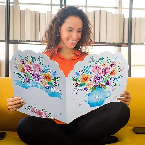 Miniatura 6 de Fulmoon Tarjetas de plástico con sobres, tarjetas de condolencias de temática floral jumbo con sobre blanco en blanco, extra grandes, 24.8 x 16