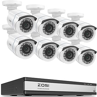 ZOSI H.265+ 16 Channel Security Camera System with AI Human Vehicle Detection, 16CH 1080p DVR and 8 x CCTV Weatherproof Bullet Camera Outdoor Indoor, 80ft Night Vision, 90°Wide Angle (No Hard Drive)