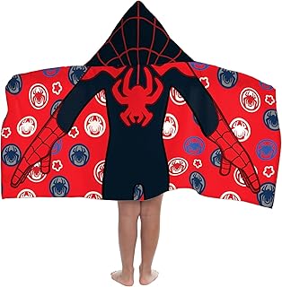 Jay Franco Marvel Spidey Y Sus Fantásticos Amigos Miles Morales – Capa De Baño con Capucha 56 × 56 cm para Niños, Súper Suave para Baño, Piscina Y Viaje, Producto con Licencia Oficial, Azul Marino