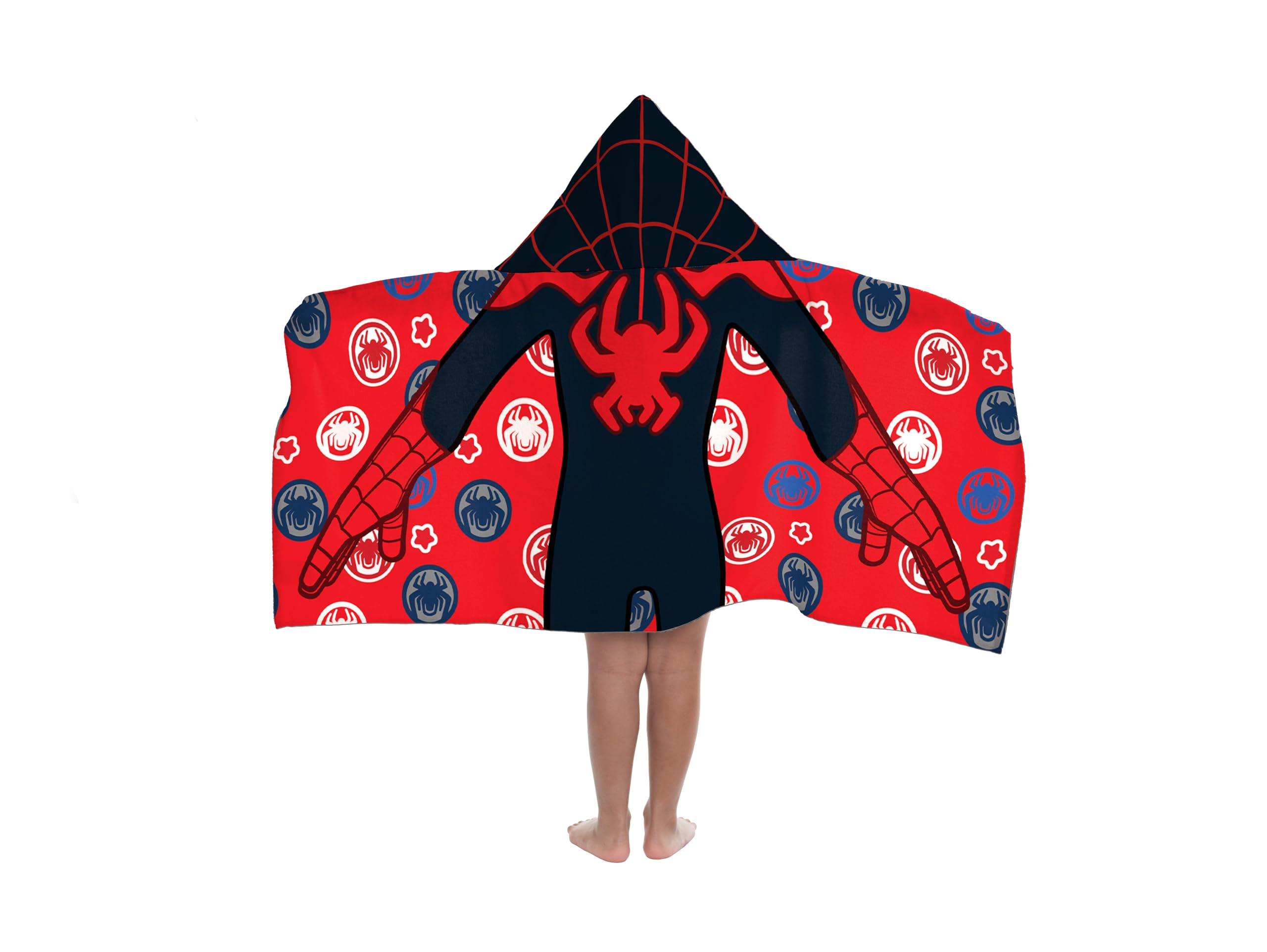 Jay Franco Marvel Spidey & His Amazing Friends Miles Morales Hooded Towel, 56 x 130cm Kids Super Soft Bath Towel, Beach