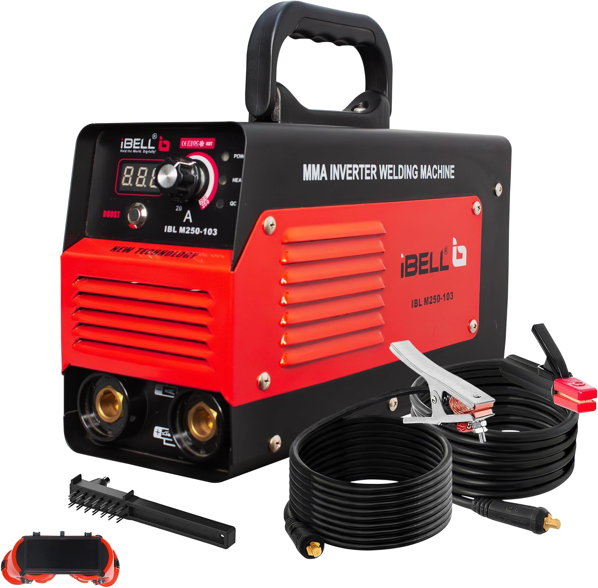 iBELL M250-103 ARC Welding Machine 250A with Power Boost IGBT Inverter Welder, Hot Start, Arc Force & Anti-Stick, Heavy Duty MMA Welding Machine, 1–5mm Electrodes - 1 Year Warranty