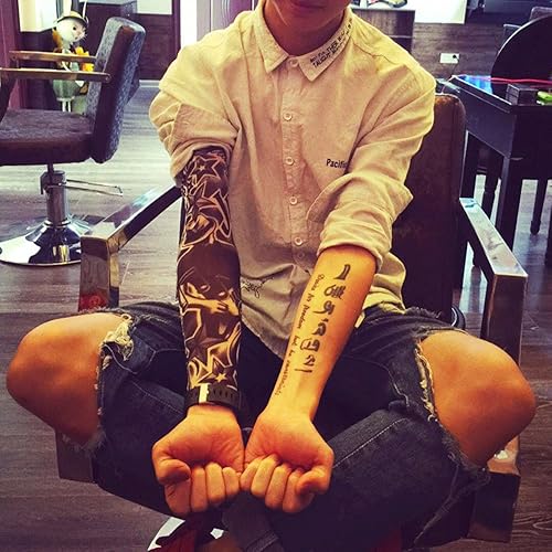 Miniatura 8 de Mangas de brazo de tatuaje paquete de 10 tatuajes temporales falsos para hombres y mujeres mangas de tatuaje protección solar UV para actividades y