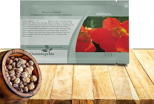 Outsidepride Orange Spitfire - Semillas de capuchina – 200 piezas anuales, fáciles de cultivar y versátiles, semillas de flores para plantar flores