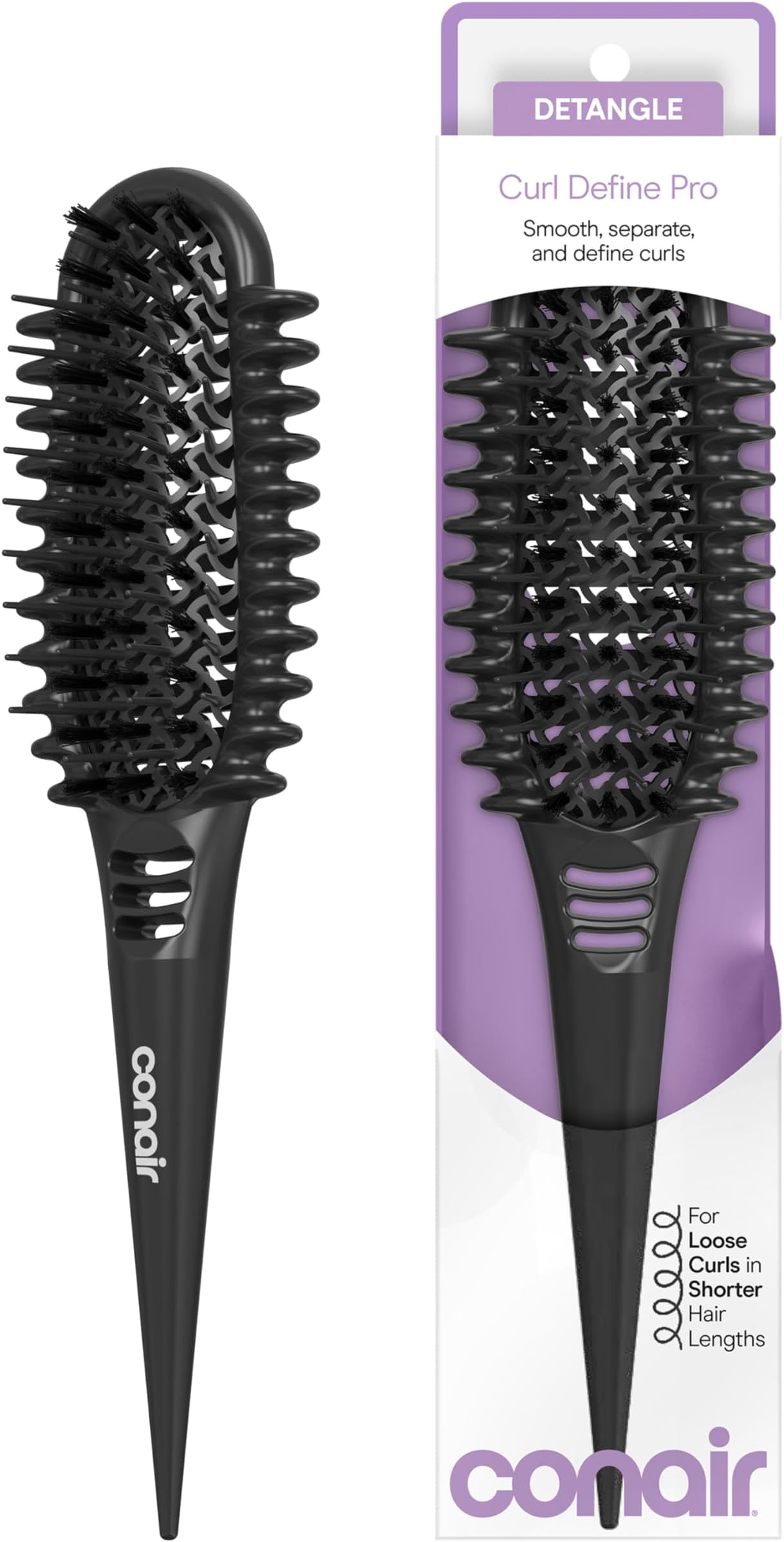 Curl Define Pro デタングラーブラシ カーリーヘア用 連続溝付きデュアルベント 混合毛 縮れ防止 スムージング カールの定義 短い髪に ゆるいカールに