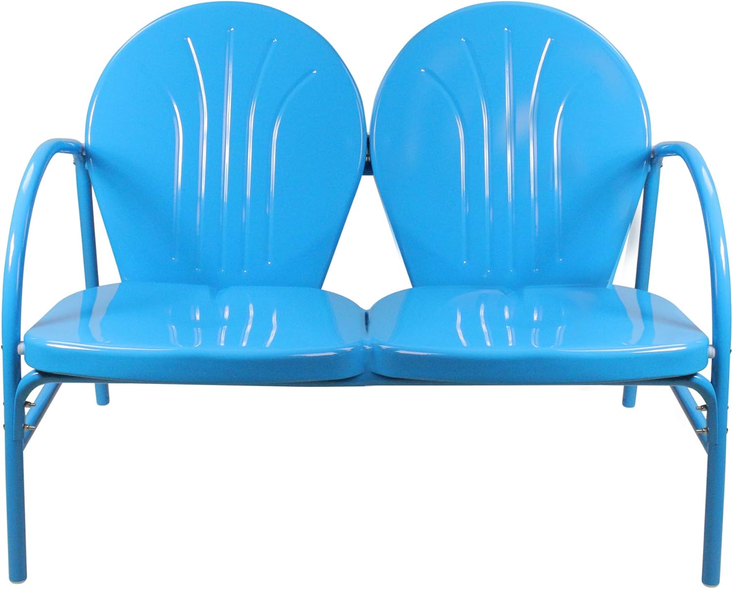 Northlight 47-Inch Outdoor Retro Tulip Steel Loveseat, Sky Blue