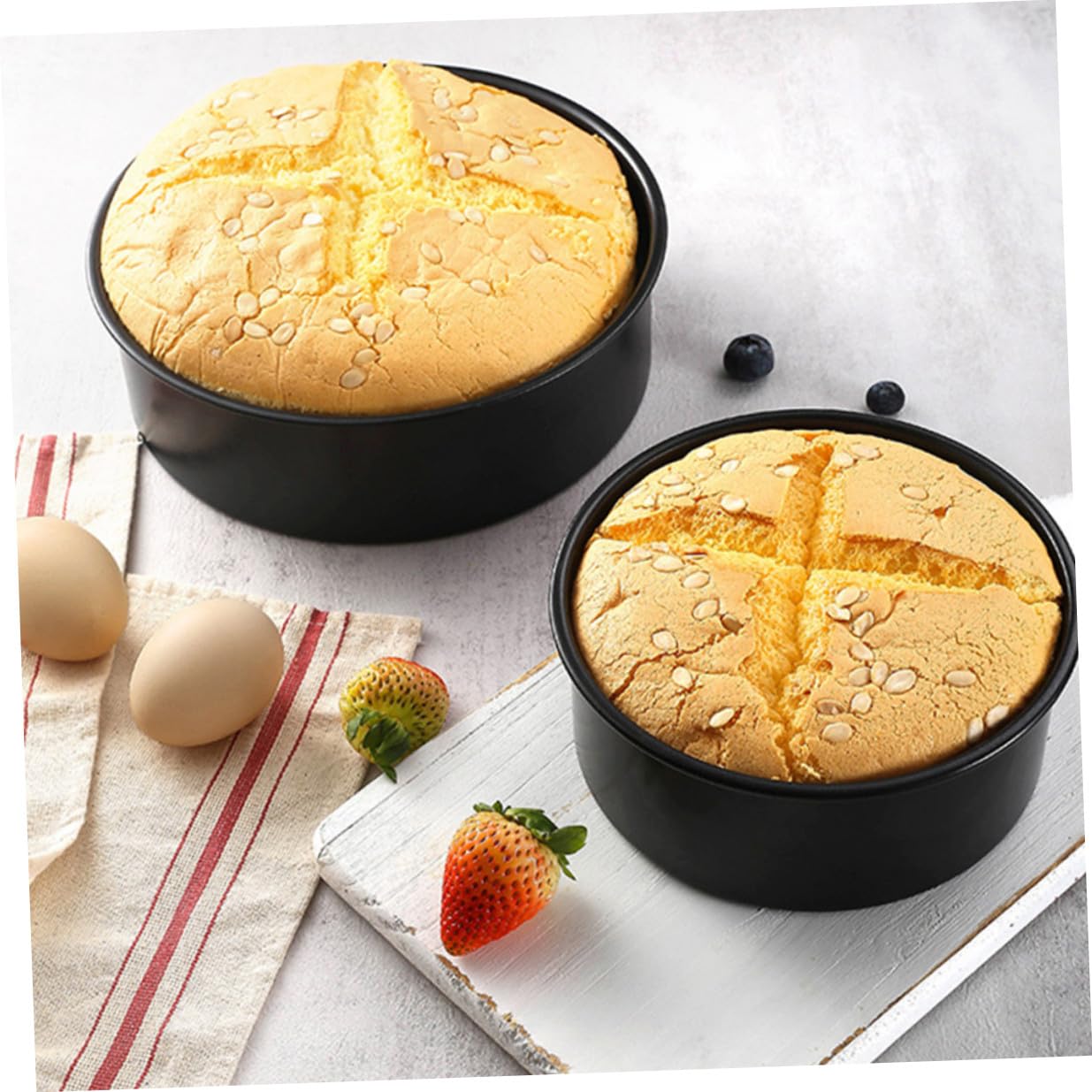 GALPADA 3 Stück Teiliges Carbon stahl Backform mit Abnehmbarem Hebeboden Antihaftbeschichtete Kuchenformen für Cheesecake Torten Quiche und Mousse Langlebig und Gesundheitlich