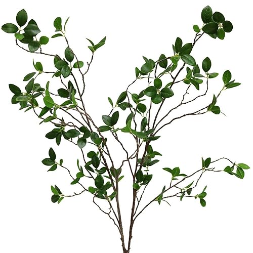 Htmeing Artificial Eucalyptus Green Branches with Leaves Faux Long Stems