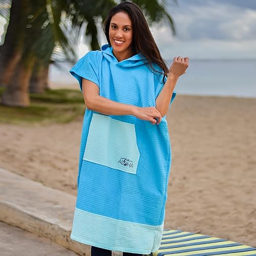 Miniatura 6 de Poncho de surf para mujer - Poncho toalla con capucha para adultos - Poncho cambiador - Poncho de toalla 100% algodón - Poncho toalla de playa -