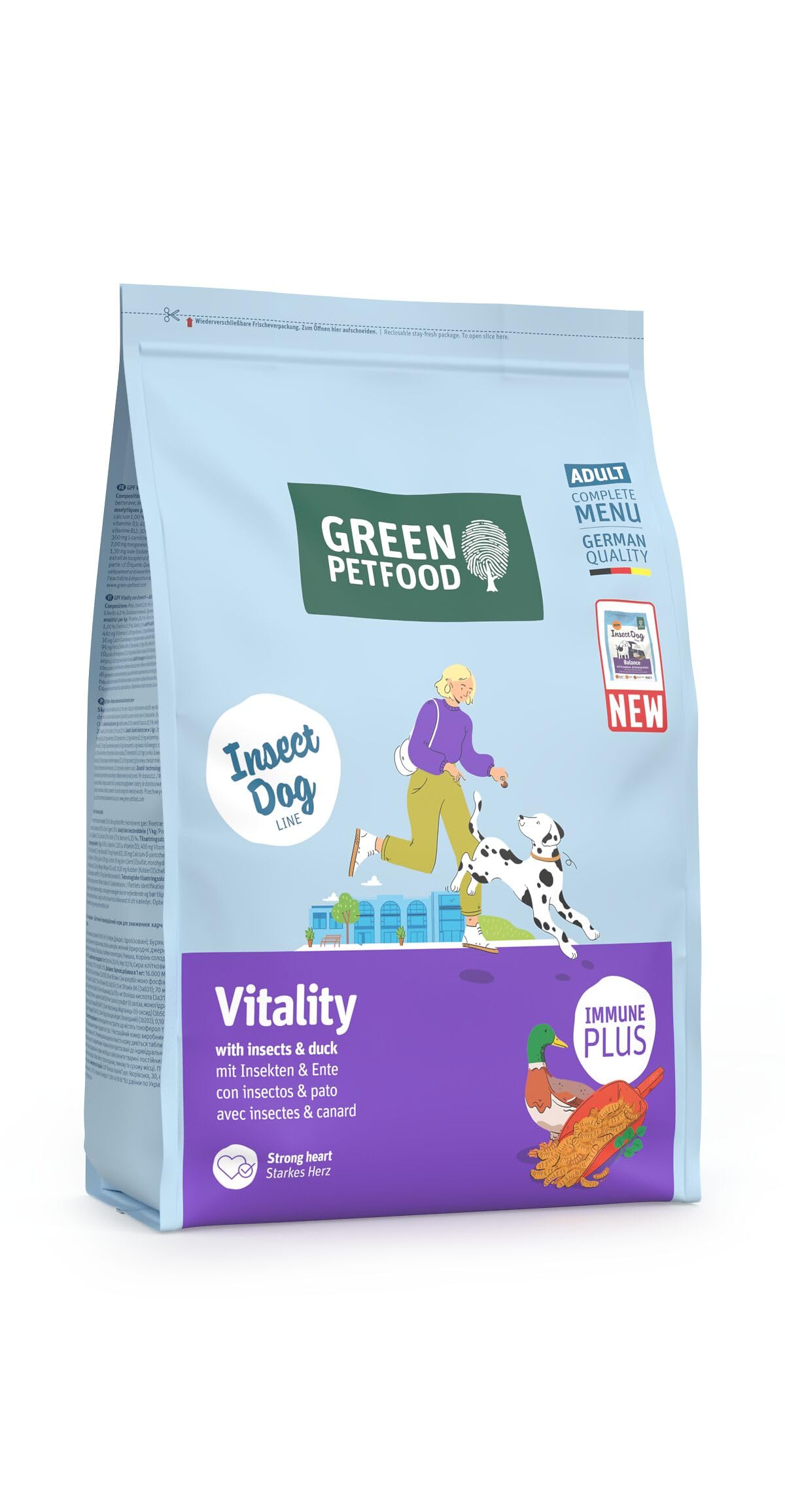 Green Petfood InsectDog Vitality with Insects and Duck (1 x 3 kg) | Adult | Premium Dry Food for Adult Dogs | Gluten Free | with Vitamins E & C | Low Fat | Pac 1