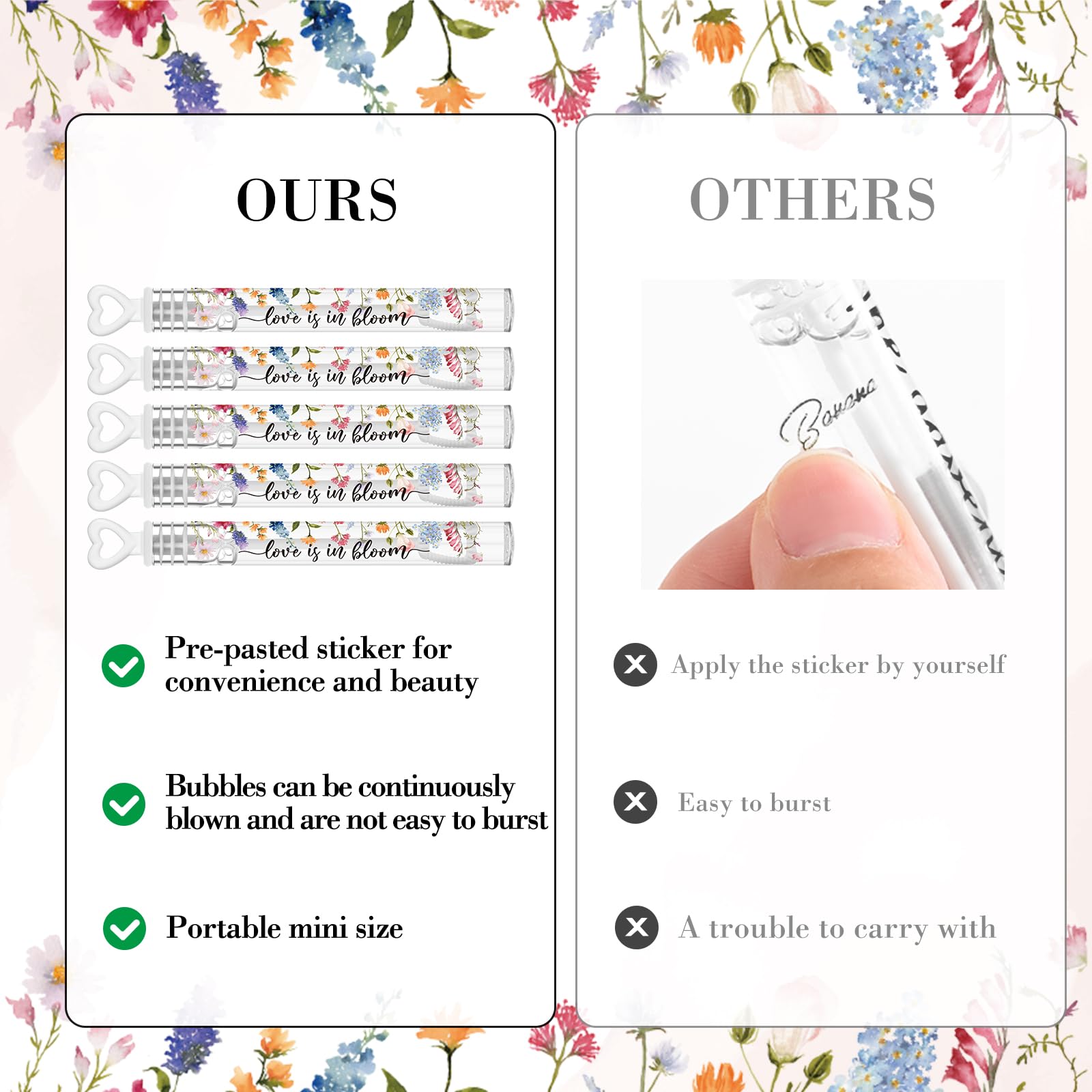 Hollowfly Mini-Blase für Hochzeit, 120 Stück, große Herzblase für Gäste, Partyzubehör, Valentinstag, Jubiläen, Feier (Wildblume)