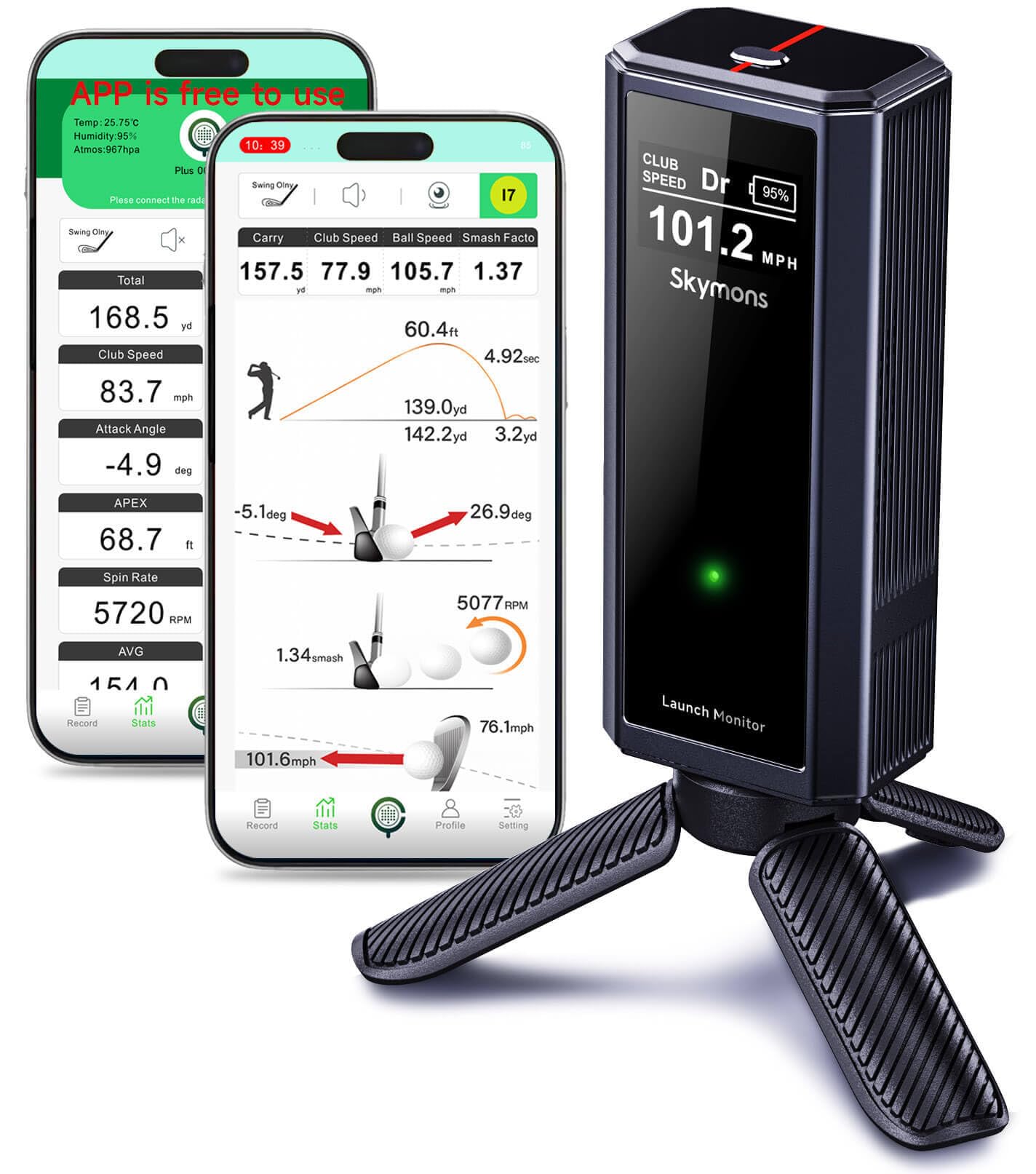 Portable Golf Launch Monitor Pro X1 Plus Simulators for Home Training Mobile Launch Monitor for Golf Swing Analysis