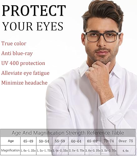 Miniatura 10 de Readersoul Paquete de 4 lentes de lectura para hombre, elegantes y ligeros, de dos tonos