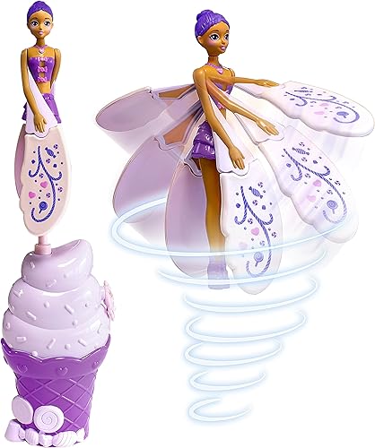 Sky Dancers Purple Licious, el juguete original de muñeca voladora, funciona con cuerda, uso en interiores o exteriores, no requiere pilas, regalo
