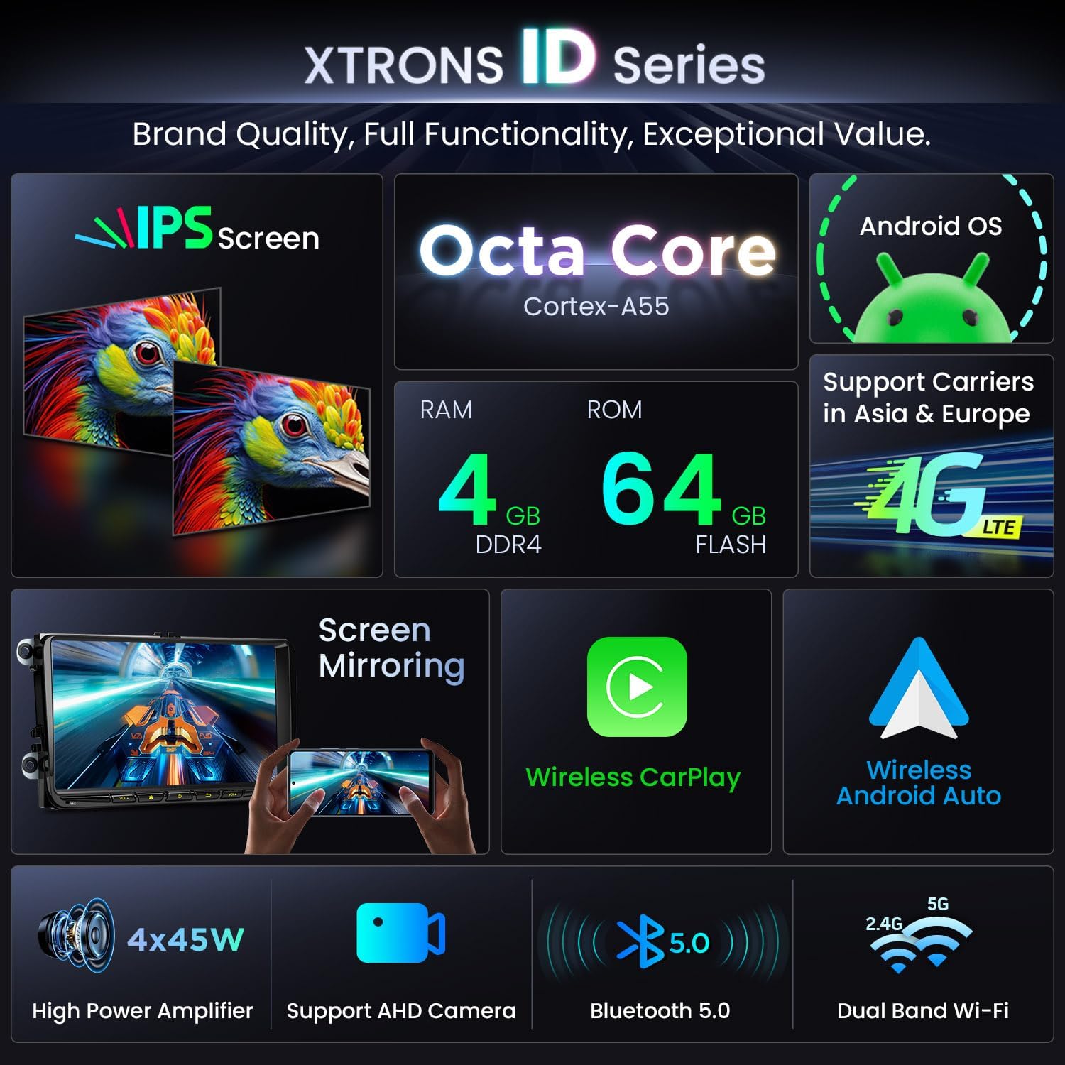 XTRONS 9-Inch Android Car Radio main unit