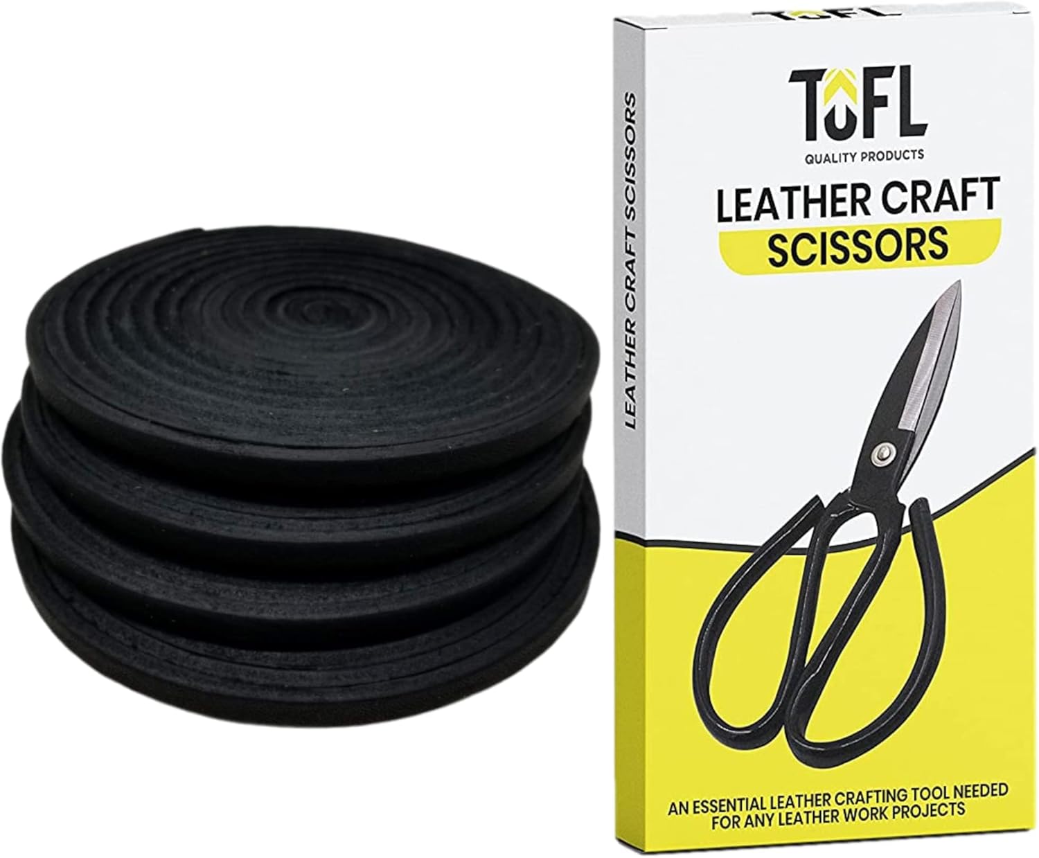 TOFL 4 Pack of Black Leather Laces to Relace Your Baseball Or Softball Glove and Leathercraft Scissors for All Your Craft Projects