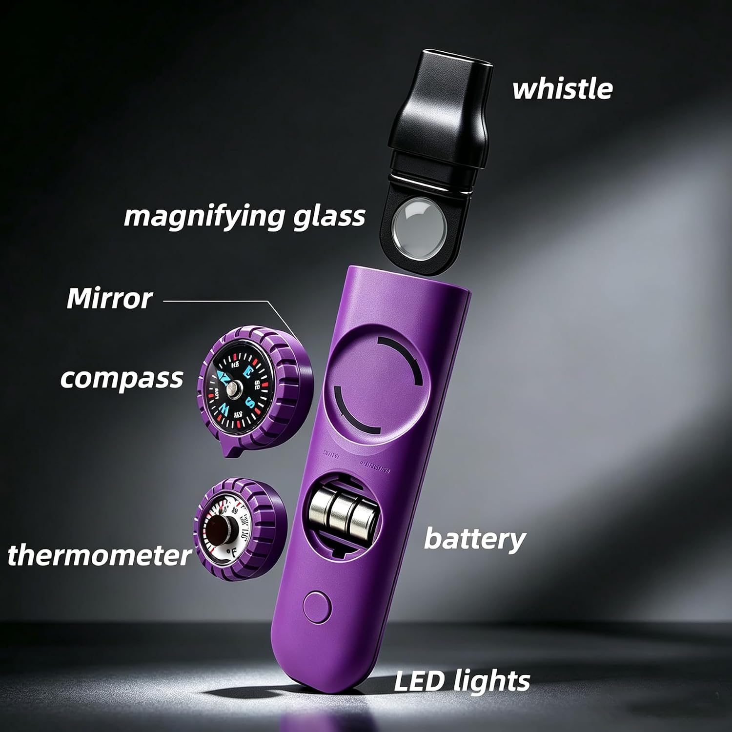 Emergency Survival Safety Whistle，Whistle for Kids with Lanyard,Compass,Thermometer,Ideal for Kayaking, Boating, Hiking, Camping, Climbing image 3