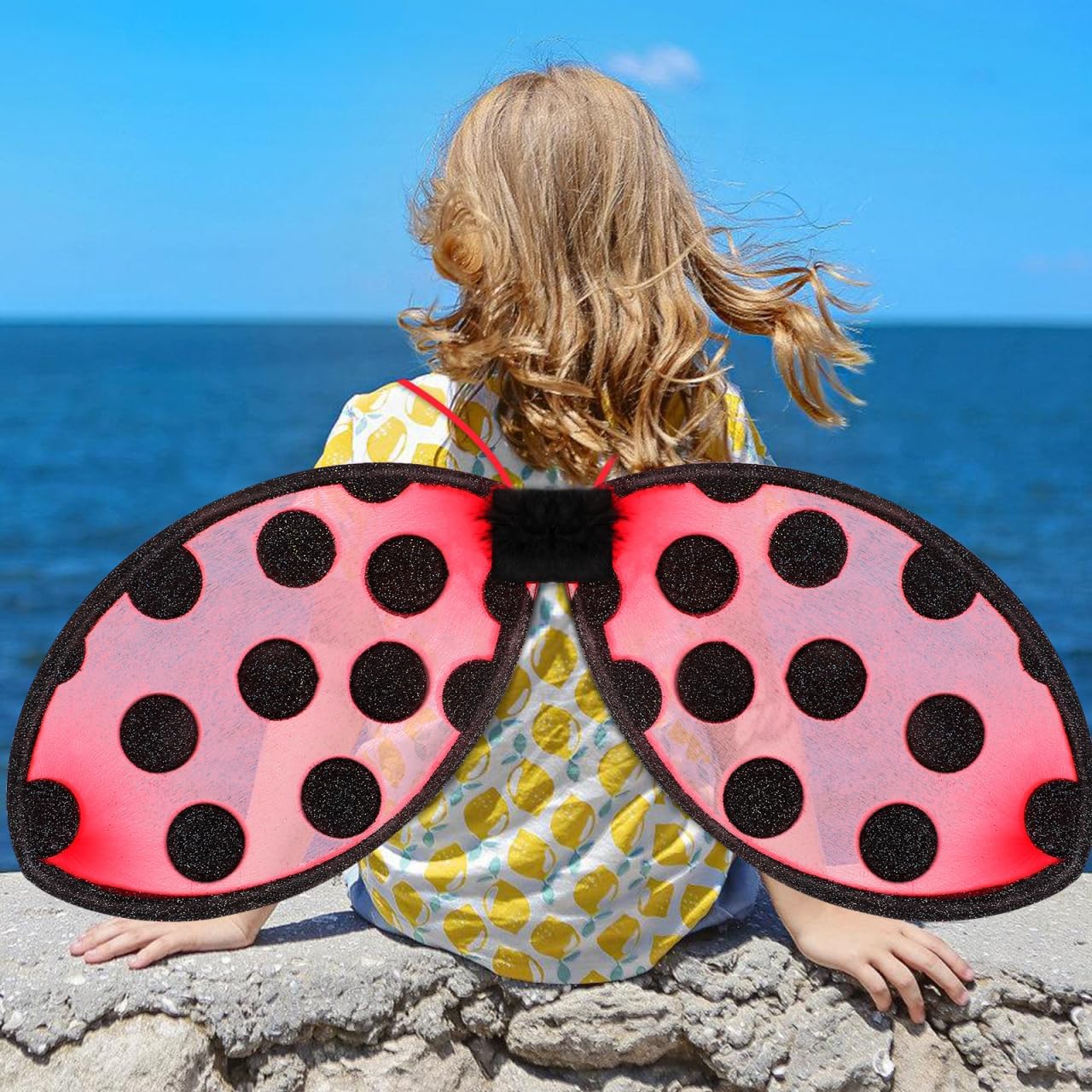 Foldable Ladybug Wings for Kids Mesh Cosplay Wing Prop Lightweight Child Safe Performance Costume Accessory for Halloween Parties and Stage Shows - Image 6