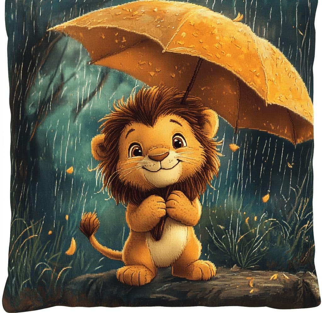 Kitquiver Beginner Latch Hook Cushion Kit,Lion Decor Pillow Cover 43X43Cm