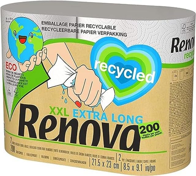 Renova Xxl Extra Long 200092167 Ręcznik Papierowy, Biały, 29 x 14.5 x 21.5 cm; 480 g, 2 Sztuki