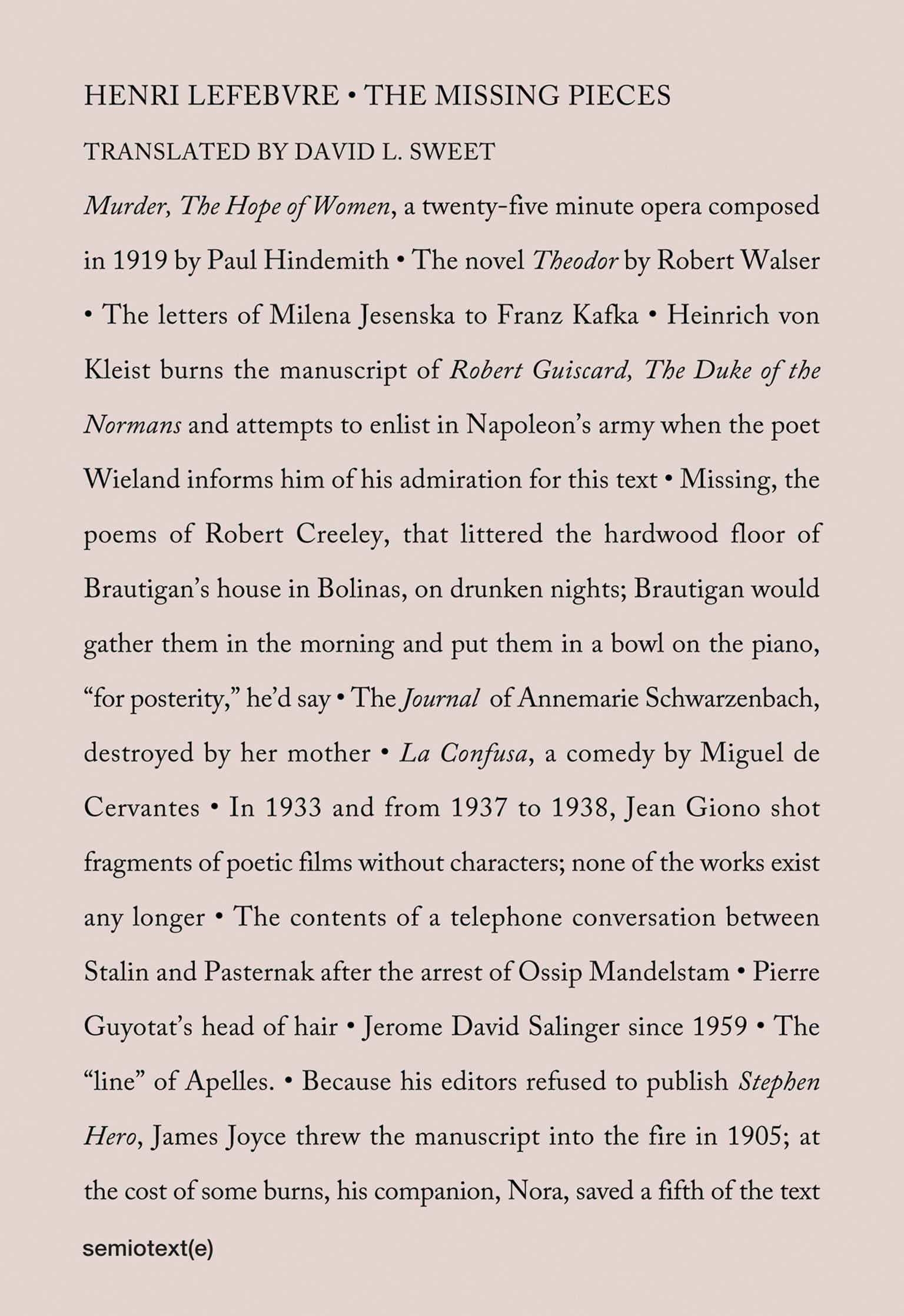 The Missing Pieces (Semiotext(e) / Native Agents)