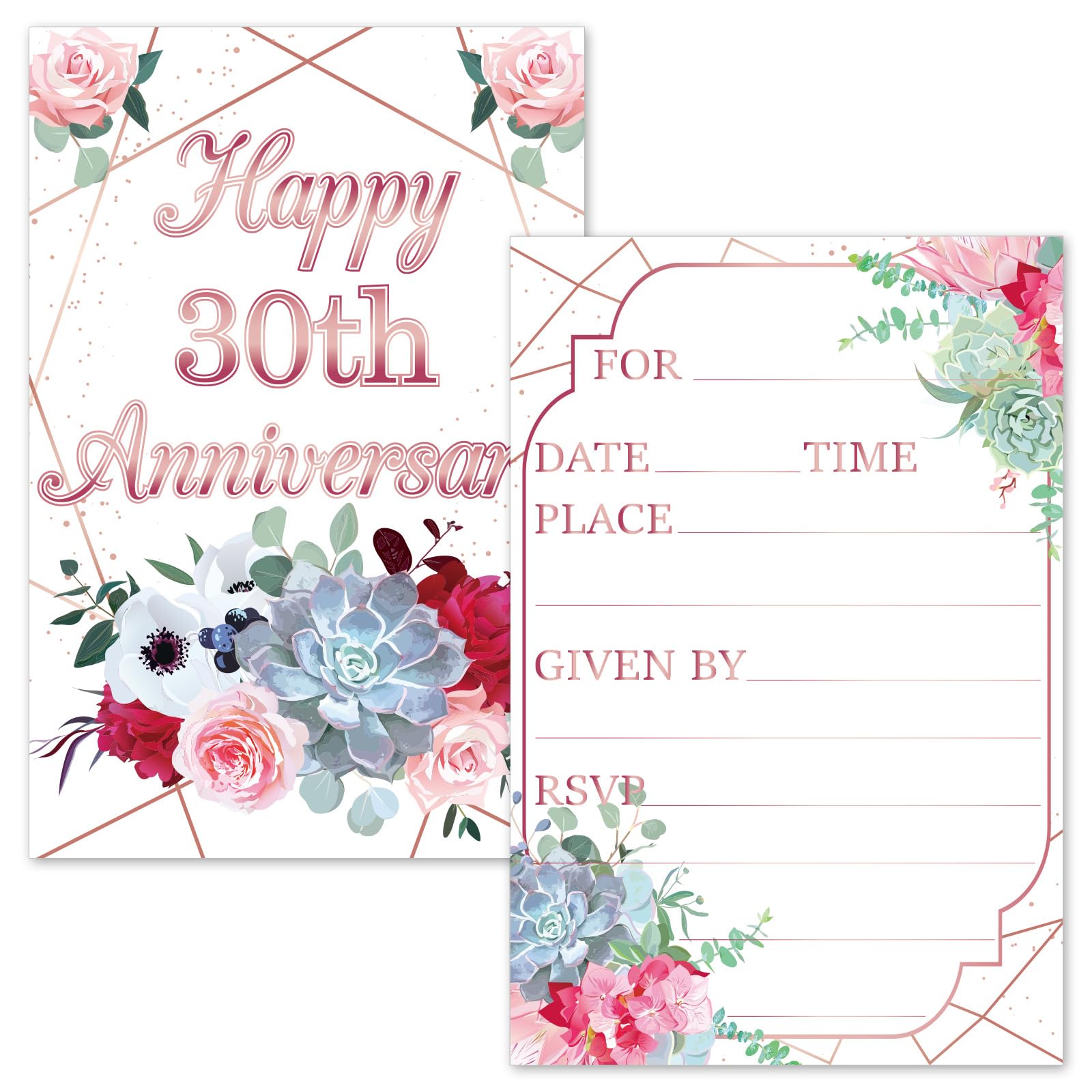 Helewilk 30th Wedding Anniversary Invitations, Happy Wedding/Working Anniversary Invites Cards (Pack of 30)