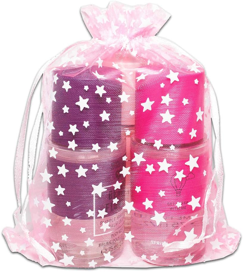 100 Sheer Organza Gift Bags w. Drawstring - Metallic Star by TheDisplayGuys image 5