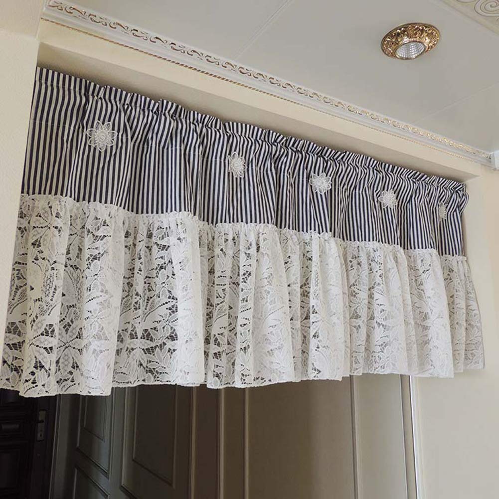 Demi-rideau de cuisine blanc et noir style treillis fait main dimensions 250x100 cm