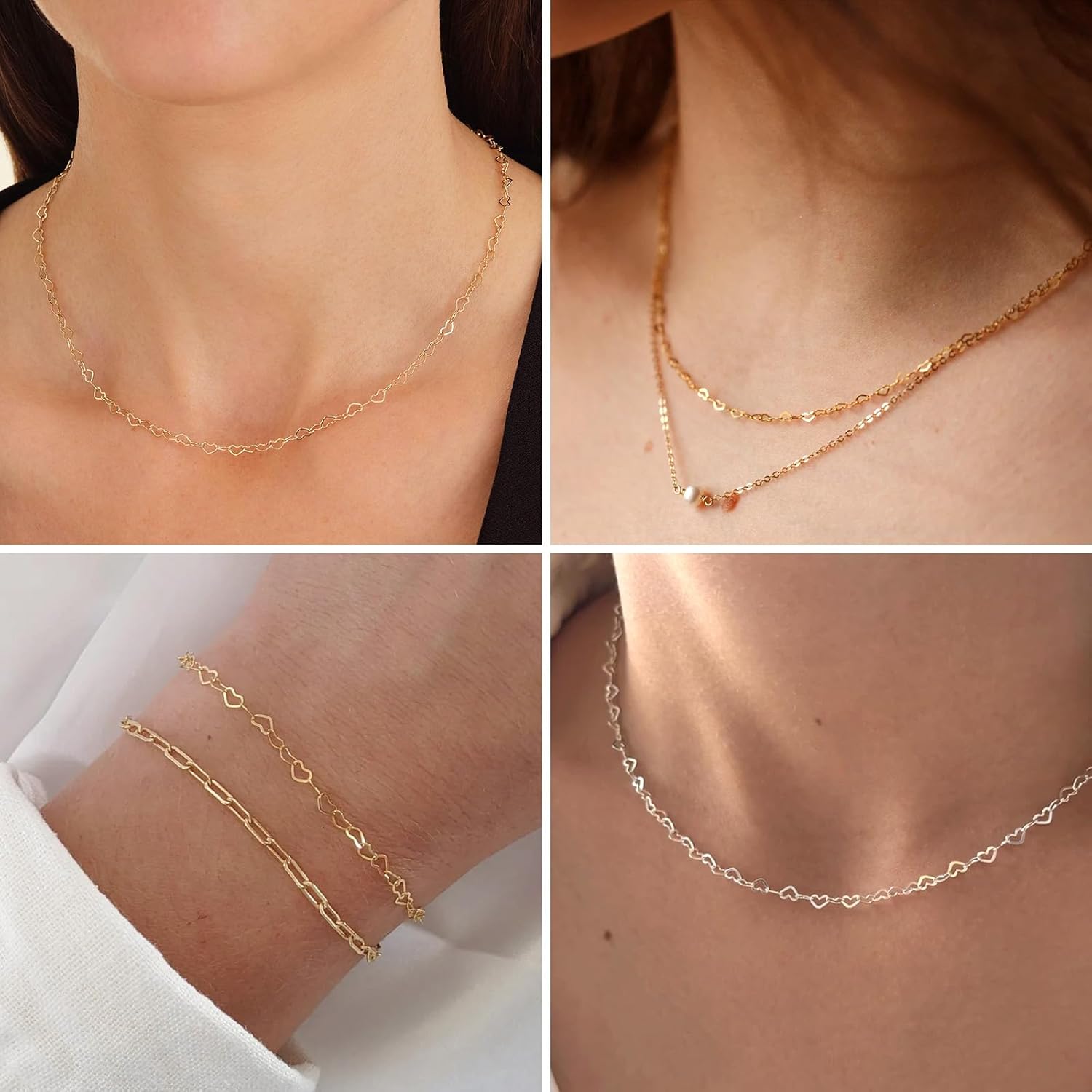 16.5FT Gold Heart Chains Roll, 4.5mm 18K Gold PVD Plated Stainless Steel Heart Link Chain Spool Bulk for Jewelry Making Necklace Bracelet