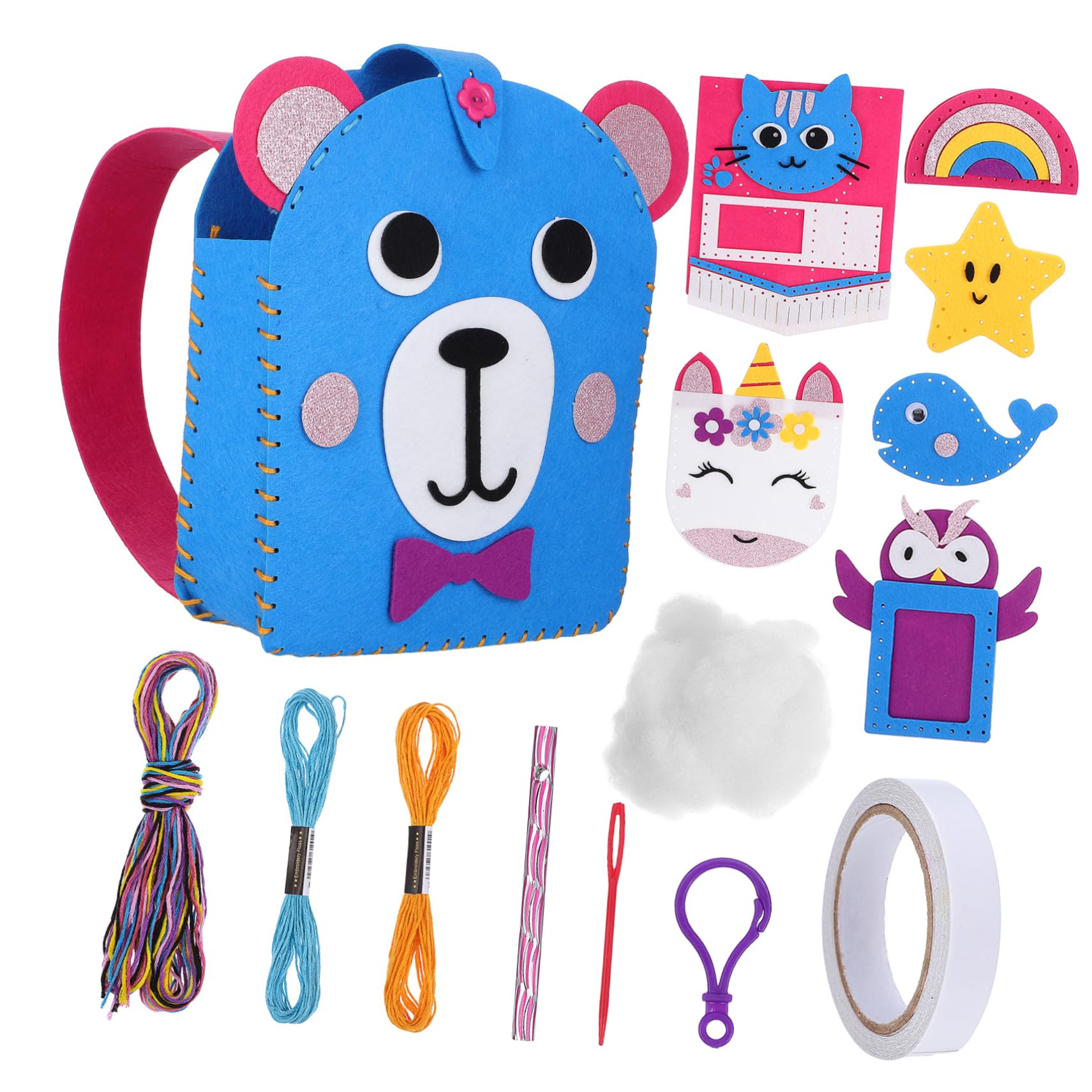 HEMOTON Complete Boys and Girls Sewing Kit Hand-Sewn Felt Material for DIY Projects Animal Bags