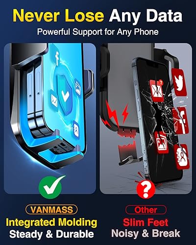 Miniatura 5 de VANMASS Soporte para teléfono celular para automóvil, parabrisas, rejilla de ventilación de auto, con clip de ventilación y panel de tablero, fuerte