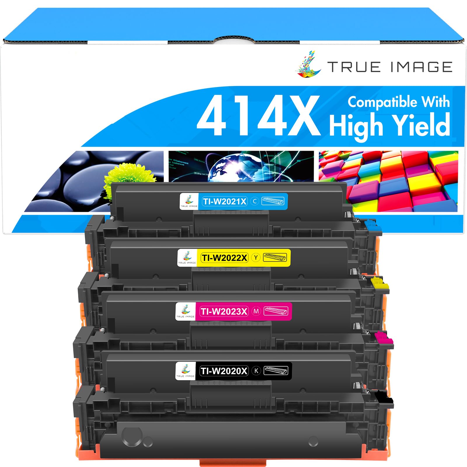 Compatible 414X Toner Cartridge Replacement for HP 414X W2020X 414A for HP Color Laserjet Pro MFP M479fdw M454dw M454dn M479fdn Printer Toner High Yield (Black Cyan Yellow Magenta, 4-Pack)